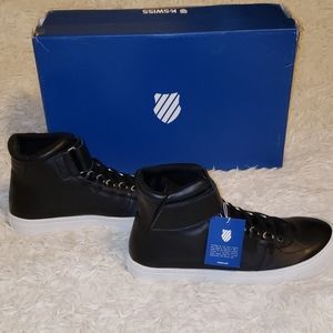 HP* K-Swiss High Court Leather 8 Black NWT